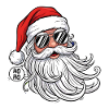 Cool Santa Comic Head with Sunglasses