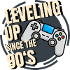 Retro-Spielcontroller mit 90er-Jahre-Text