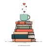 Stack of books & coffee cup