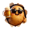 Beer drinking potato with sunglasses