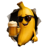 Bananenheld mit Bierglas