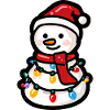 Schneemann mit Lichterkette und Schal