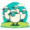 Cartoon lamb on grass round