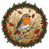 Autumn robin in a wreath