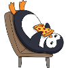 Calm panda enjoying pizza