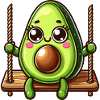 Cute cartoon avocado on a swing