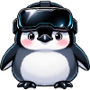 VR penguin with headset