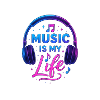 Music Is My Life Neon Headphones