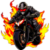 Motorcyclist with flames
