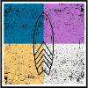 Surfbrett auf vierfarbigem Quad-Design