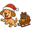 Fröhlicher Weihnachtshund mit Geschenken