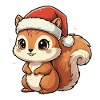 Christmas Squirrel with Santa Hat