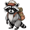 Wandernder Waschbär Abenteurer