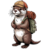 Otter hiker with backpack