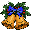 Christmas bells with blue ribbon