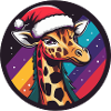 Giraffe in Santa Rainbow