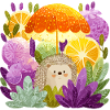 Hedgehog under lemon rain