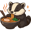 Badger with noodles ramen kawaii badger