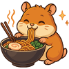 Hamster with noodles ramen kawaii hamster