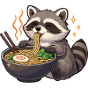 Raccoon with noodles Ramen kawaii raccoon