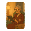 Seniorin mit Tablet im Wohnzimmer