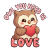 Sweet Owl Love with Heart