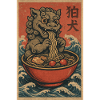 Ukiyoe FuDog Noodle Wave