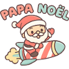 Papa Noël en fusée rétro