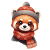 Winter panda with hat and scarf