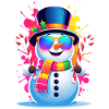 Neon snowman in winter magic
