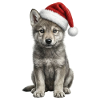 Wolf Puppy - Cute Santa Hat