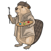 Beaver Painter Brush Painting