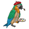 Parrot Painter Brush Painting