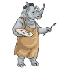Rhinoceros Painter Brush Painting