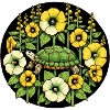 Turtle among Golden Blooms