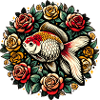 Koi and Roses Circle Design