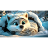 Fluffy arctic fox in the snow