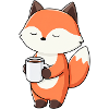 Fox with Coffee Mug Charm