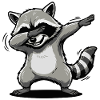 Funny Dabbing Raccoon Cartoon