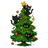 Schwarze Katzen am Weihnachtsbaum