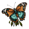 Orange Teal Butterfly