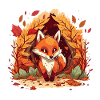 Herbstfuchs im Blätterkreis
