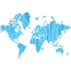 World Map Metallic Blue