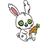 Mignon lapin zombie avec une carotte