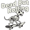 Skeleton dog on skateboard