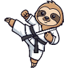 Cartoon Sloth Karate Martial Arts