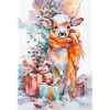 Aquarell Winterhirsch mit Geschenken