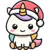 Kawaii Einhorn mit Weihnachtsmütze