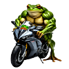 Muscle frog on motorcycle