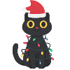 Schwarze Katze im Lichterglanz